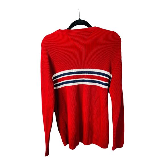 Tommy Hilfiger Mens Ribbed Knit Pullover Sweater Striped Long Sleeve Red Large - Picture 5 of 7